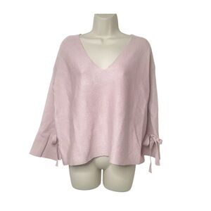 NWT Goodnight Macaroon Pink V Neck Tie Sleeves Top Large